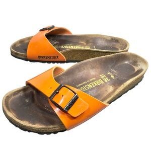 Birkenstock Catalina Orange Patent Leather Sandals 38 W7 - M5